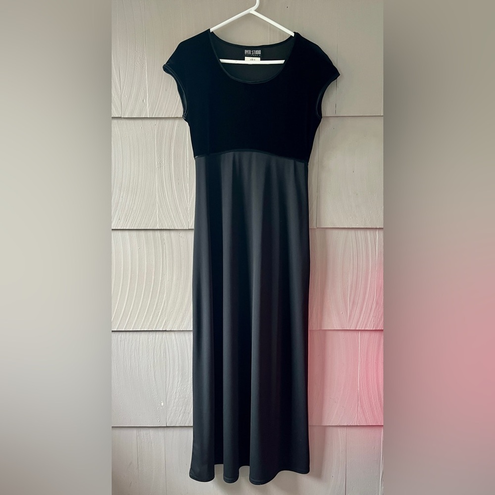Vintage 90s Byer Velvet Maxi Dress Size 8 Stretchy Velour Slinky
